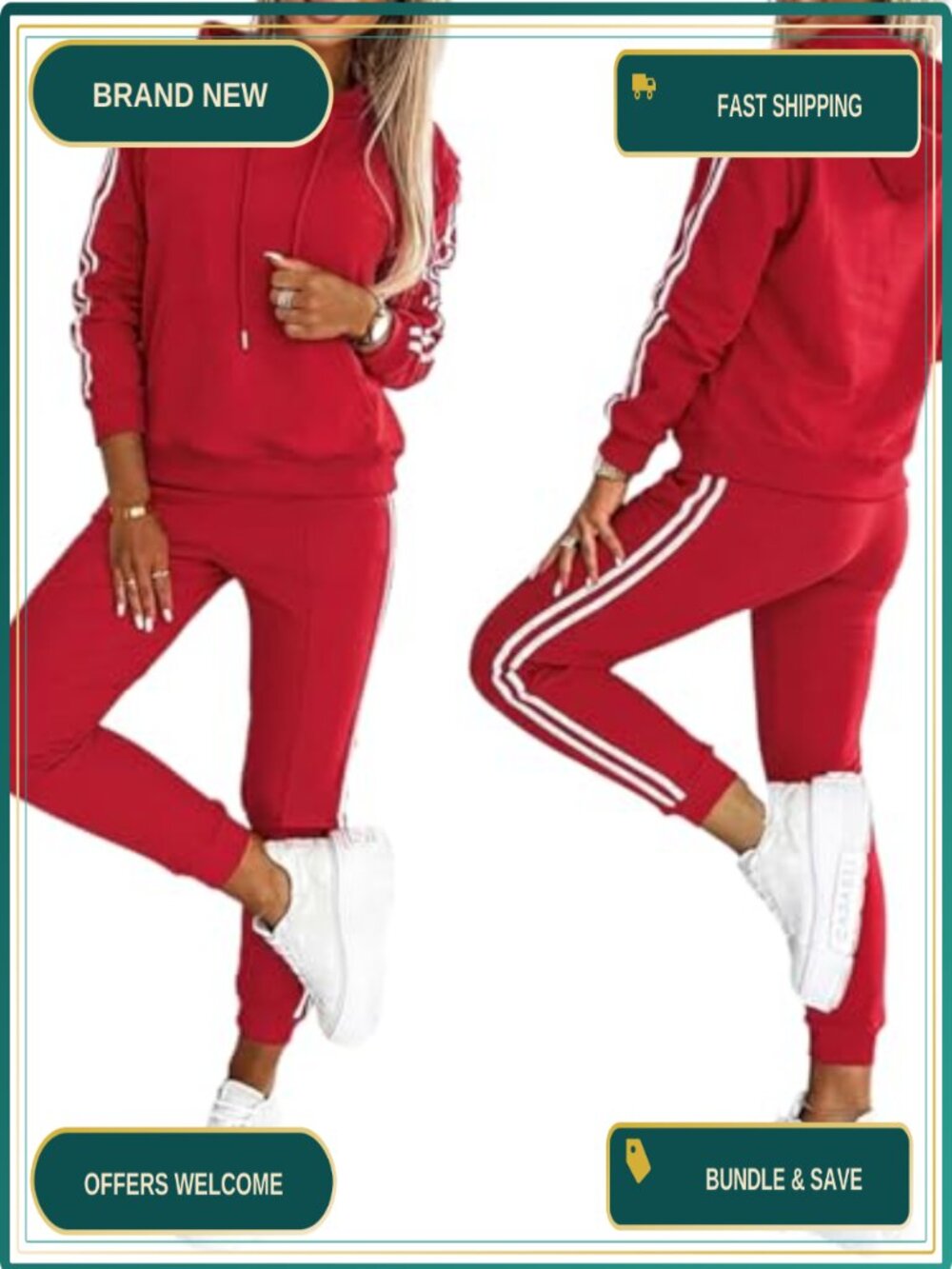 2 Piece Sweatsuit Lounge Set Long Sleeve Hoodie Joggers with Pockets